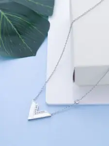 SWASHAA Silver Plated Cubic Zirconia Stainless Steel Necklace