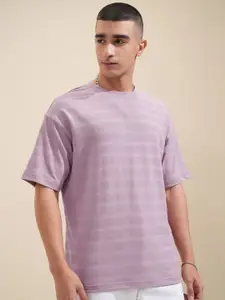 HIGHLANDER Men Solid Round Neck Cotton Oversized T-Shirt