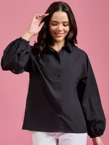 DressBerry Women Classic Spread Collar Solid Cotton Relaxed Fit Casual Shirt