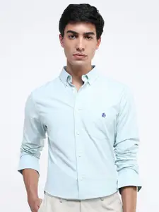 RARE RABBIT Men Comfort Button-Down Collar Solid Cotton Formal Shirt