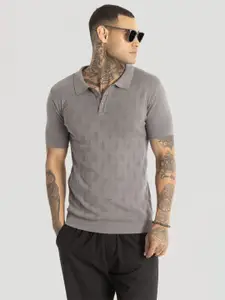 Snitch Men Solid Polo Collar Cotton Slim Fit T-Shirt