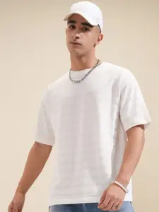 HIGHLANDER Men Solid Round Neck Cotton Oversized T-Shirt