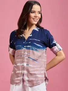 DressBerry Women Classic Mandarin Collar Dyed Casual Shirt