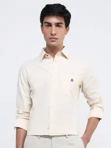 RARE RABBIT Men Comfort Spread Collar Solid Cotton Formal Shirt