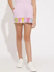 Vero Moda Girls Typography Printed High-Rise Shorts