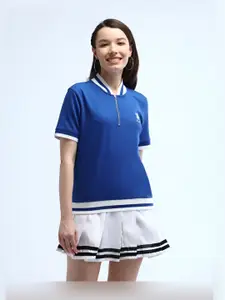 U.S. Polo Assn. Women Solid Polo Collar Cotton T-Shirt