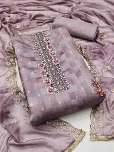 Peachmode Geometric Printed Beads & Stones Unstitched Dress Material