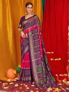 Saree mall Checked Zari Silk Blend Banarasi Sarees