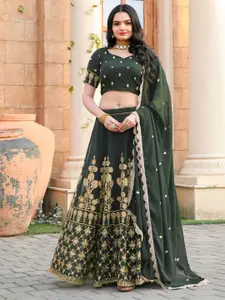 ODETTE Embroidered Georgette Ready to Wear Lehenga & Unstitched Blouse With Dupatta