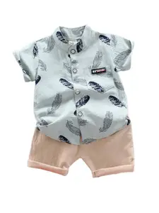 StyleCast x Revolte Boys Printed Pure Cotton Shirt with Shorts