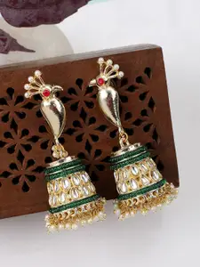 MODE MANIA Gold-Plated Kundan Contemporary Jhumkas