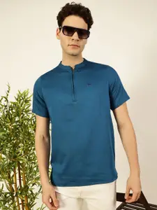 Thomas Scott Men Solid Mandarin Collar Cotton T-Shirt