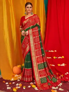 Saree mall Checked Zari Silk Blend Banarasi Sarees