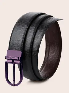 LOUIS STITCH Men Textured Reversible Leather Formal Belt