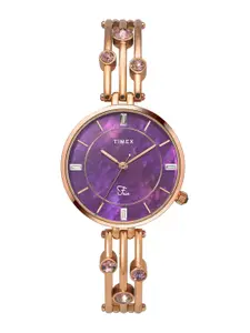 Timex Women Brass Dial & Straps Analogue Watch TWEL16005
