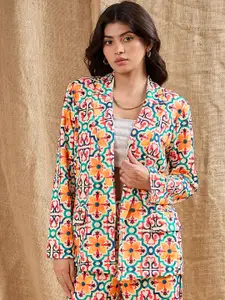 SASSAFRAS Geometrical Printed Open Front Blazer