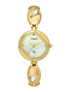 Timex Women Brass Mother of Pearl Dial & Straps Analogue Watch TWEL16305