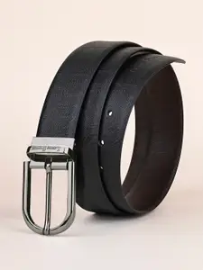LOUIS STITCH Men Textured Leather Formal Reversible Belts
