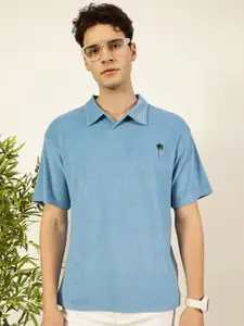 Thomas Scott Men Solid Polo Collar Cotton Relaxed Fit T-Shirt