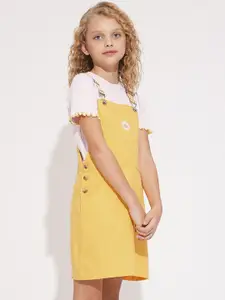 Vero Moda Girls Pure Cotton Dungaree With T-Shirt