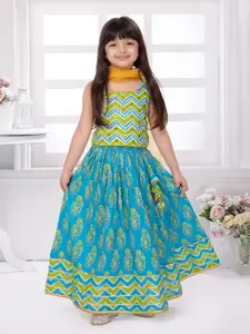 Tiny Kingdom Girls Embroidered Mirror Work Ready to Wear Lehenga & Blouse With Dupatta