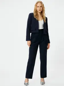 Koton Striped Open Front Crop Blazers