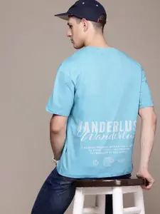 The Roadster Lifestyle Co. Printed Drop-Shoulder Sleeves Pure Cotton T-shirt