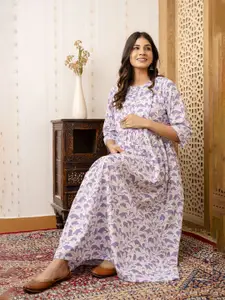 Nayo Floral Print Maternity Maxi Dress