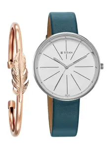 Titan Women Dial & Leather Straps Analogue Watch 2718SL01F