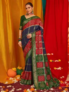 Saree mall Checked Zari Silk Blend Banarasi Sarees