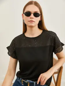 Olalook Women Solid Round Neck Cotton T-shirt