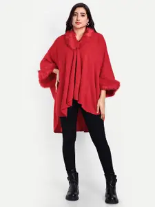 HAUTEMODA V-Neck Woollen Waterfall Cape Shrug