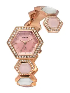 Timex Women Brass Mother of Pearl Dial & Straps Analogue Watch TWEL17903