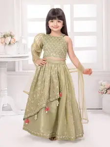 Tiny Kingdom Girls Embroidered Sequinned Ready to Wear Lehenga & Blouse With Dupatta