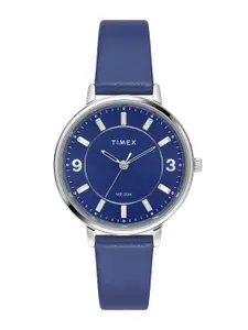 Timex Women Brass Dial & Leather Straps Analogue Watch TWEL15818