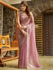 Saree mall Embellished Beads and Stones Organza Sarees