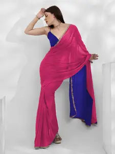 Mitera Ready to Wear Pure Chiffon Colourblocked Saree