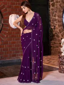 Saree mall Embellished Beads and Stones Pure Georgette Sarees