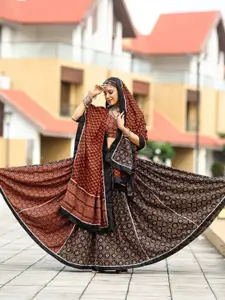 ODETTE Printed Gotta Patti Cotton Ready to Wear Lehenga & Blouse With Dupatta