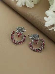 Jazz and Sizzle Silver Plated Animal Shaped Artificial Stones Studded Oxidised Earrings