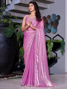 Saree mall Embellished Beads and Stones Pure Chiffon Sarees