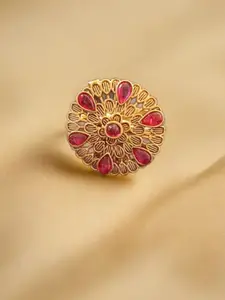Pihtara Jewels Gold-Plated Stone Studded Finger Ring