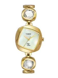 Timex Women Brass Mother of Pearl Dial & Straps Analogue Watch TWEL15007