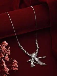 Anouk Silver-Plated Krishna Textured Necklace