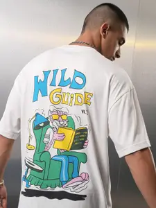 HIGHLANDER Men Graphic Printed Round Neck Drop-Shoulder Oversized T-shirt