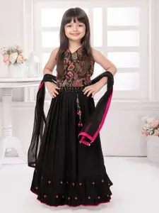Tiny Kingdom Girls Embroidered Sequinned Ready to Wear Lehenga & Blouse With Dupatta
