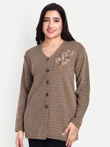 HAUTEMODA Women Floral Woollen Sweater Vest