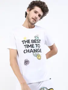 HIGHLANDER Men White Typography Printed Slim Fit T-shirt