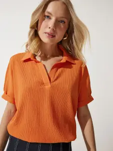 Happiness istanbul Mandarin Collar Extended Sleeves Top