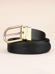 LOUIS STITCH Men Black & Brown Textured Reversible Leather Formal Belt